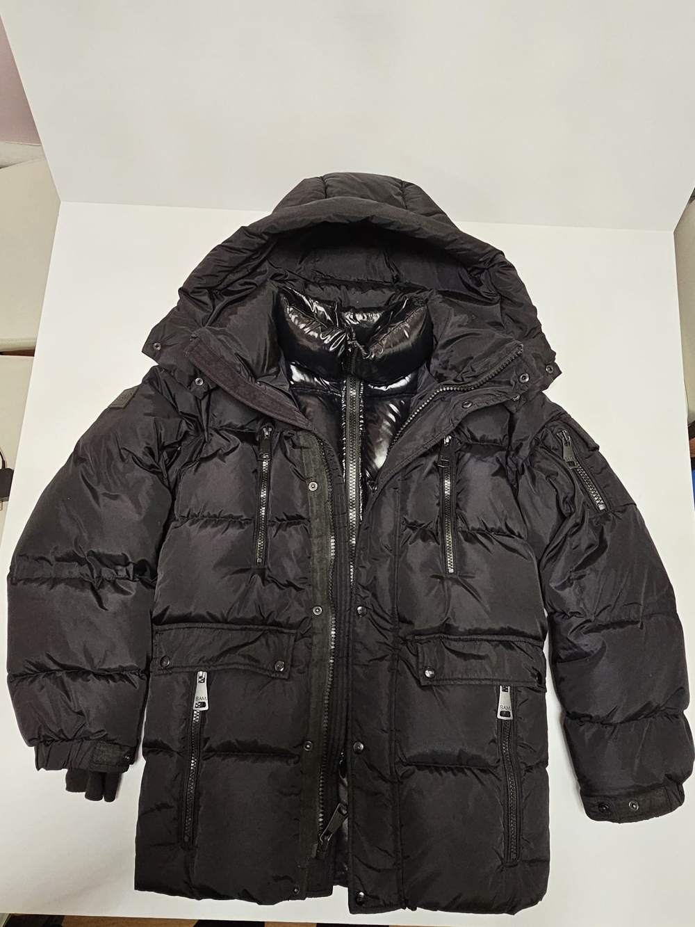 SAM Boys Black Down Puffer Jacket with Hood